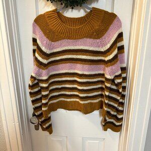 Fashion Nova- Light and Dark Brown, Purple and Cream Sweater-Size 2X
